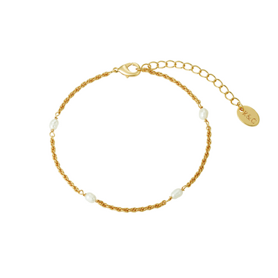 Pearl Rope Chain Bracelet (Gold)