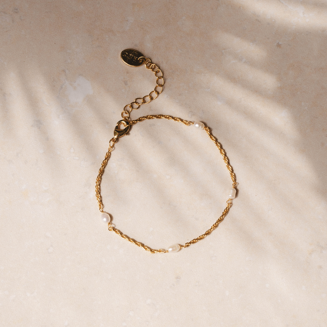 Pearl Rope Chain Bracelet (Gold)