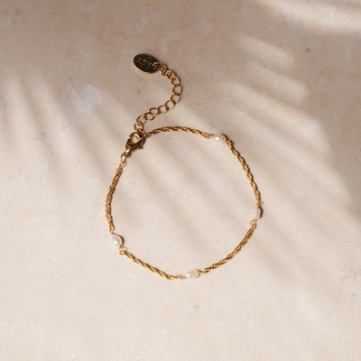 Pearl Rope Chain Bracelet (Gold)