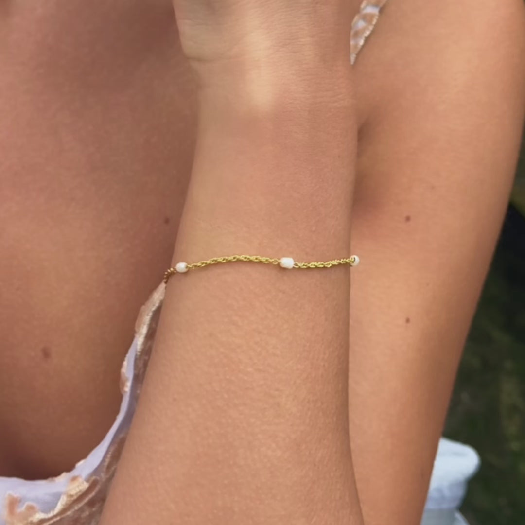 Pearl Rope Chain Bracelet (Gold)